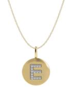 14k Gold Necklace, Diamond Accent Letter E Disk Pendant