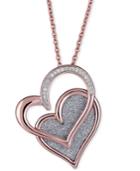 Diamond Glitter Double Heart 18 Pendant Necklace (1/8 Ct. T.w.) In 14k Rose Gold-plated Sterling Silver