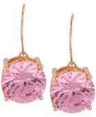Betsey Johnson Rose Gold-tone Pink Crystal Drop Earrings