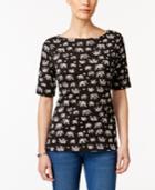 Karen Scott Petite Elephant-print Top, Only At Macy's