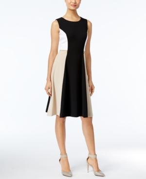 Calvin Klein Colorblocked Fit & Flare Dress