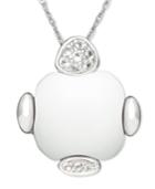 Sterling Silver Necklace, White Agate (15mm) And White Topaz (1/8 Ct. T.w.) Pendant