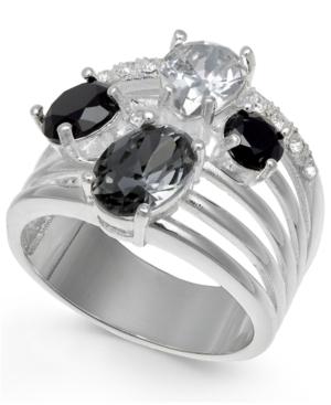 Charter Club Silver-tone Crystal & Stone Multi-row Ring, Created For Macy's