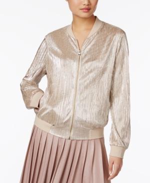 Inc International Concepts Metallic Pleated Bomber Jacket, Only At Macy's