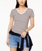 Tommy Hilfiger Cotton Striped V-neck T-shirt, Created For Macy's