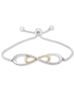 Diamond Accent Two-tone Slider Bracelet In Sterling Silver And 10k Gold