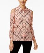 Alfani Printed Cold-shoulder Blouse, Only At Macy's
