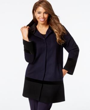 Forecaster Plus Size Colorblocked Velvet-trim Walker Coat