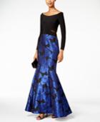 Xscape Off-the-shoulder Floral-print Mermaid Gown