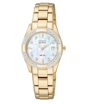 Citizen Watch, Women's Eco-drive Diamond Accent Gold-tone Stainless Steel Bracelet 26mm Ew1822-52d