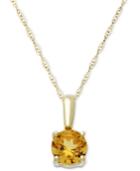 10k Gold Necklace, Citrine Round Stud Pendant (3/8 Ct. T.w.)