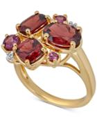 Multi-gemstone Cluster Ring (4-5/8 Ct. T.w.) Ring In 14k Gold-plated Sterling Silver