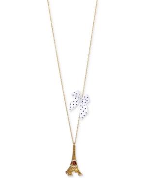 Betsey Johnson Gold-tone Eiffel Tower And Bow Long Pendant Necklace
