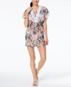 Miken Tropical Floral Printed Lace-up Dress Cover-up Women's Swimsuit