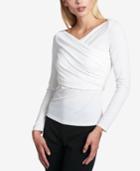 Dkny Faux-wrap Ruched Top, Created For Macy's