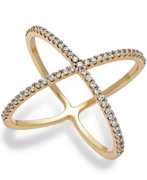 Studio Silver Cubic Zirconia X-ring In 18k Gold Over Sterling Silver