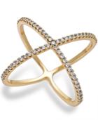 Studio Silver Cubic Zirconia X-ring In 18k Gold Over Sterling Silver