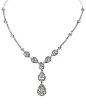 Nina Silver-tone Crystal Teardrop Y-neck Necklace