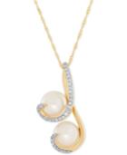 Honora Style Freshwater Pearl (8mm) And Diamond (1/6 Ct. T.w.) Pendant Necklace In 14k Gold