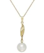 Cultured Freshwater Pearl Pendant Necklace In 14k Gold (7-1/2mm)