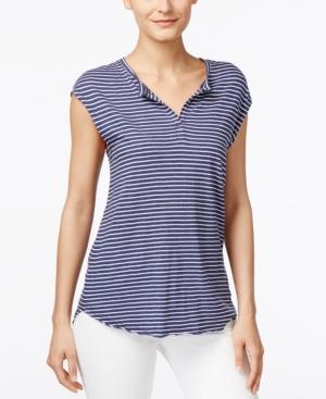 Calvin Klein Jeans Striped Split-neck Top