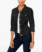 Style & Co. Deep Black Wash Denim Jacket, Only At Macy's