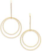 Inc International Concepts Gold-tone Textured Double Hoop Drop Earrings, Created For Macy's