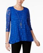 Jm Collection Attached-necklace Mesh Top, Only At Macy's