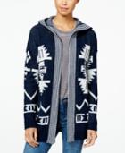 Hippie Rose Juniors' Hooded Aztec Cardigan