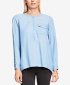Two By Vince Split-back Chambray Blouse