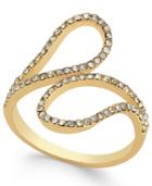 Inc International Concepts Gold-tone Pave Crystal Bypass Ring, Created For Macy's