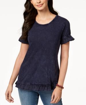 Style & Co Ruffled Crew-neck T-shirt Available In Regular & Petite Sizes, Created For Macy's