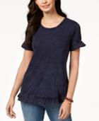 Style & Co Ruffled Crew-neck T-shirt Available In Regular & Petite Sizes, Created For Macy's