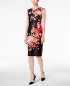 Eci Floral-print Knotted Key-hole Sheath Dress