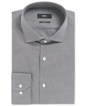 Boss Men's Regular/classic-fit Micro-houndstooth Cotton Dress Shirt
