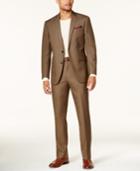 Kenneth Cole Reaction Men's Slim-fit Brown Sharkskin Techni-cole Suit