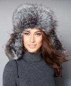 The Fur Vault Black & Silver Fox Fur Trapper Hat