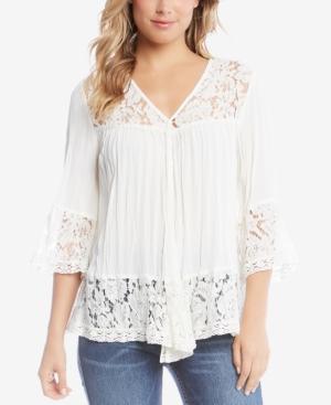 Karen Kane Lace-trim Bell-sleeve Top