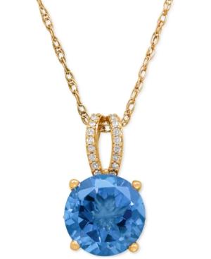 Blue Topaz (3-3/8 Ct. T.w.) And Diamond (1/8 Ct. T.w.) Pendant Necklace In 14k Rose Gold