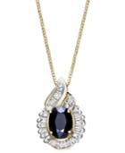 14k Gold Necklace, Sapphire (1 Ct. T.w.) And Diamond (1/5 Ct. T.w.) Swirl Pendant