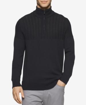 Calvin Klein Men's Half-zip Multi-texture Turtleneck- Macy's Exclusive