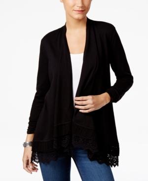 Style & Co Open-front Crochet-hem Cardigan, Created For Macy's