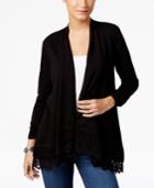 Style & Co Open-front Crochet-hem Cardigan, Created For Macy's