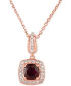 Ruby (3/4 Ct. T.w.) And Diamond (1/5 Ct. T.w.) Square Drop Pendant Necklace In 14k Rose Gold