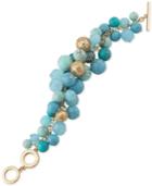 Carolee Gold-tone Blue Bead Cluster Bracelet
