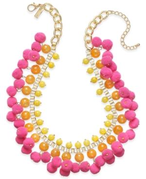 M. Haskell For Inc International Concepts Gold-tone Stone & Pom-pom Statement Necklace, Created For Macy's