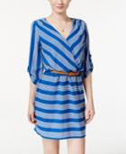 City Studios Juniors' Striped Surplice A-line Dress
