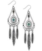 Lucky Brand Silver-tone Bead And Feather Chandelier Earrings