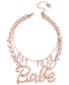 Betsey Johnson Rose Gold-tone Crystal Not Your Babe Convertible Statement Necklace
