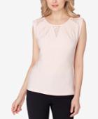 Tahari Asl Lace-trim Cap-sleeve